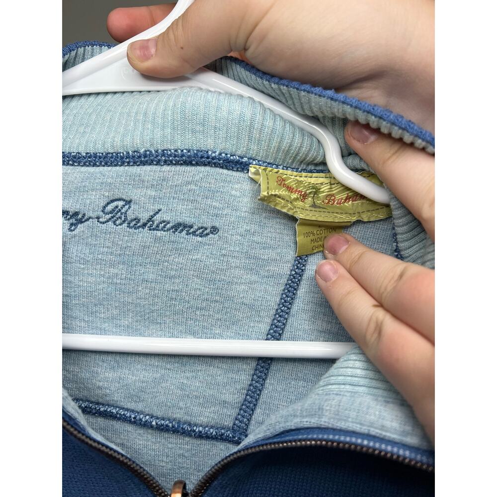 Tommy Bahama 100% Cotton Blue Quarter-Zip Pullover Sweatshirt Sz: Large - Picture 5 of 7